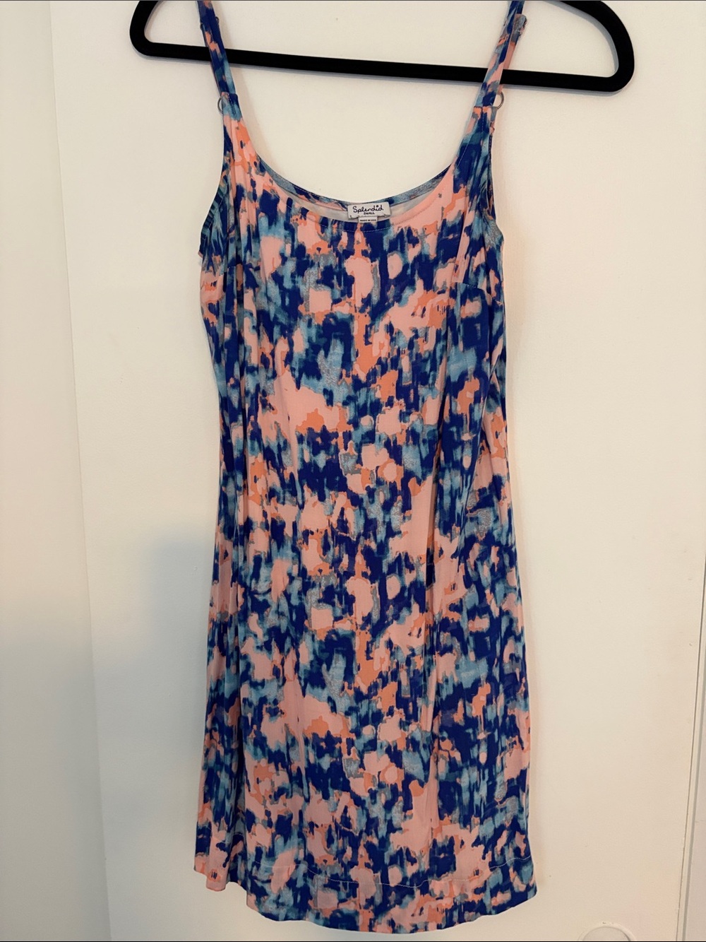 Splendid Peach and Navy Abstract Slip Mini Dress